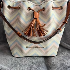 Dooney & Bourke Claremont Pastel Chevron Leather Bucket Bag
